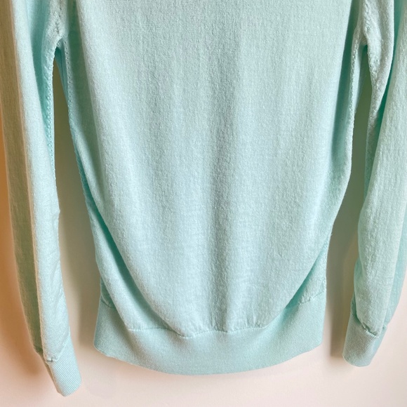 Banana Republic Womens Light Turquoise Merino Wool V-Neck Sweater, Size M - Picture 12 of 15